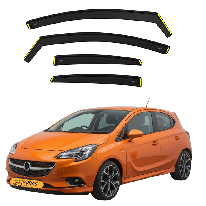 BWS Wind Deflectors for Peugeot 208 MK2 2019-2024 5-Door Hatchback 4 pieces Set - Keep Your Car Ventilated in Rain - Reduce Wind Turbulence - In-Channel Dark Tinted Set Visors