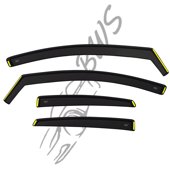 BWS Wind Deflectors for Vauxhall Insignia MK2 2017-2024 Hatchback/Saloon 4pc Set - Keep Your Car Ventilated in Rain - Reduce Wind Turbulence - In-Channel Dark Tinted Set Visors