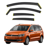 Wind Deflectors for VW SHARAN MK2 2010-onwards 5 Door MPV 4pcs Set | In-Channel Rain Visors/Gurads for Wind/Rain & Sun Protection, Easy to Install - Dark Tinted (BWS)