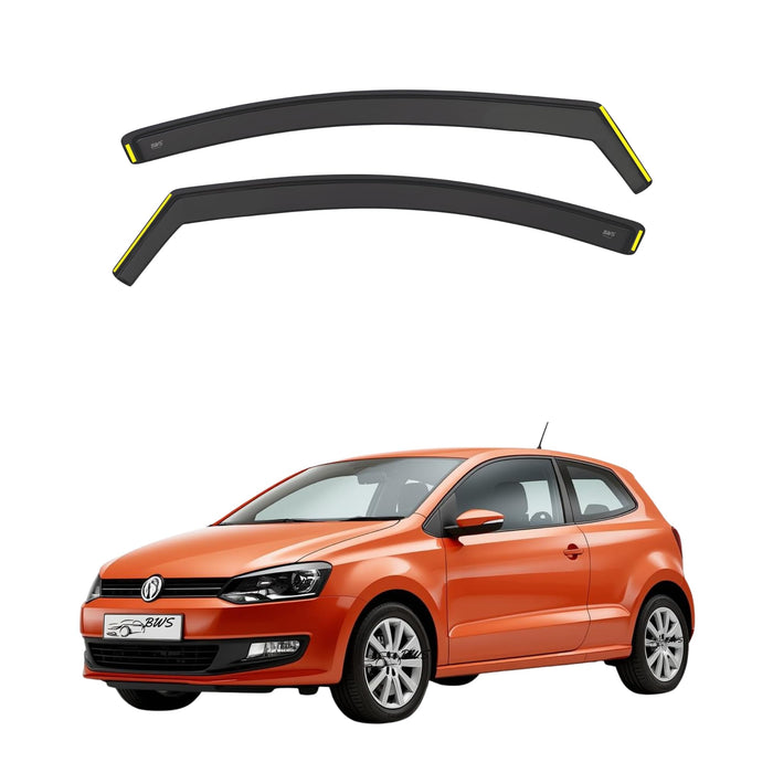 Premium Wind Deflectors For Volkswagen VW Polo MK5 6R/6C 2009-2017 3 Door Hatchback 2pcs Set - Keep Your Car Ventilated in Rain - Reduce Wind Turbulence - Tinted In-Channel (BWS)