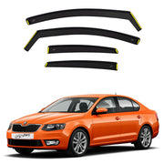 BWS Wind Deflectors for Skoda Octavia MK3 2013-2019 5-Door Hatchback 4 pieces Set - Keep Your Car Ventilated in Rain - Reduce Wind Turbulence - In-Channel Dark Tinted Set Visors