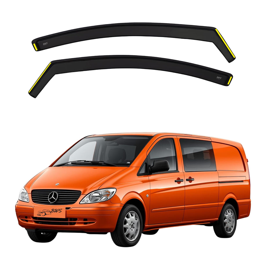 Wind Deflectors for Mercedes Vito/Viano W639 Van MPV 2003-2014 2/4pc Set- Keep Your Car Ventilated in Rain - Reduce Wind Turbulence - In-Channel Dark Tinted Set Visors (BWS)