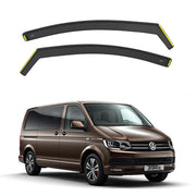 Wind Deflectors fit Volkswagen VW Transporter/Multivan T5 / T6 2003-2023 2-pcs Set - Keep Your Car Ventilated in Rain - Reduce Wind Turbulence In-Channel (BWS)