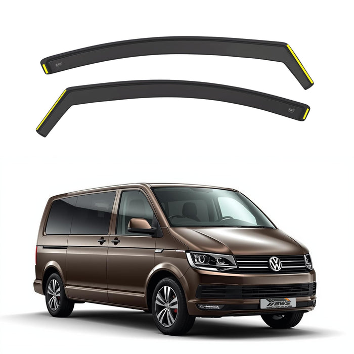 Wind Deflectors fit Volkswagen VW Transporter/Multivan T5 / T6 2003-2023 2-pcs Set - Keep Your Car Ventilated in Rain - Reduce Wind Turbulence In-Channel (BWS)