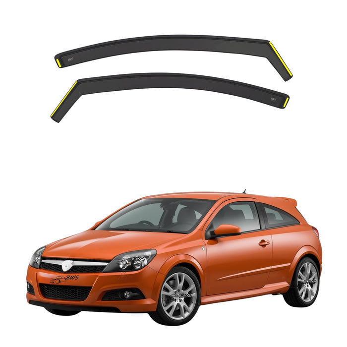 Wind Deflectors For Vauxhall Astra H MK5 GTC 2005-2009 3 Door Hatchback 2pcs Set - Keep Your Car Ventilated in Rain - Reduce Wind Turbulence - Dark Tinted In-Channel Type Rain Visors/Shields BWS