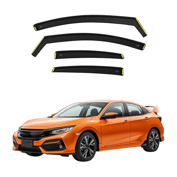 Premium Wind Deflectors For HONDA CIVIC MK10 5door 2017-2022 4 pieces, Enhance Driving Comfort with Window Rain Visors, Shields (BWS)