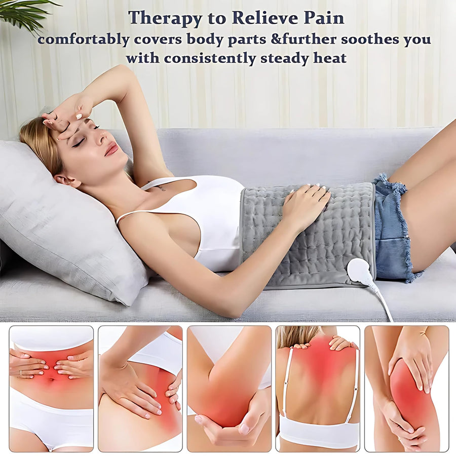 Electric Heating Pad 6 Adjustable Temperature Settings – Ideal for Back, Neck, Shoulder, and Abdominal Relief. Features Advanced Heating Technology and Machine-Washable Design.
