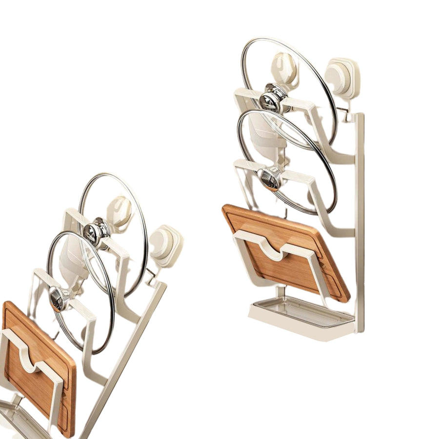 BWS Brightway Pot Lid Organizer Rack, U-Shaped Lid Holder, Adhesive Wall or Cabinet Door Mount – No Drilling Required, Space-Saving Kitchen Storage for Pot and Pan Covers.