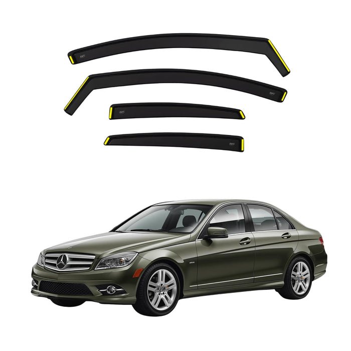 BWS UK Stock: Premium 4-Piece Wind Deflectors For Mercedes C-Class W204 4door Saloon 2008-2014, Enhance Driving Comfort with Window Visors