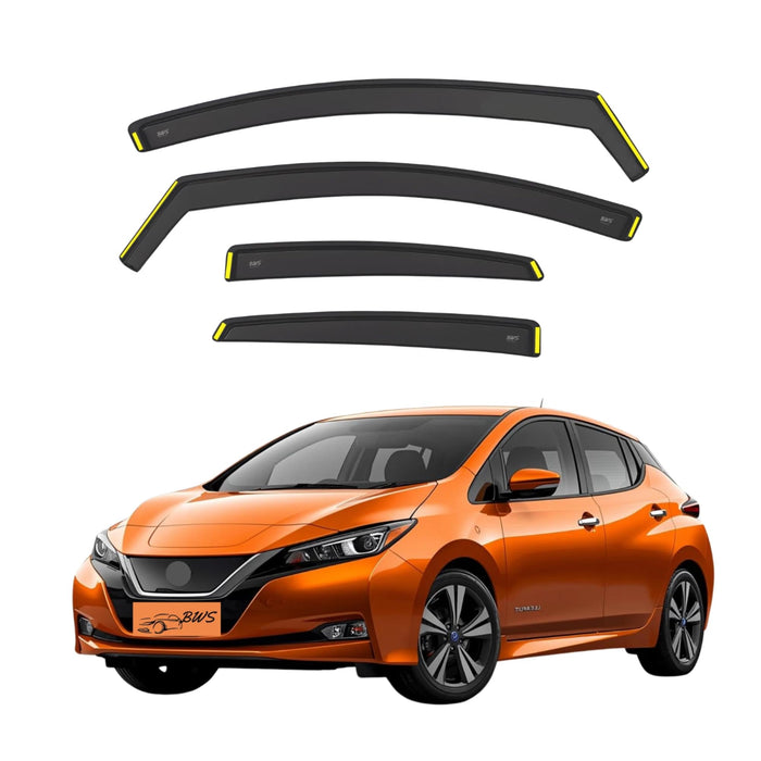 BWS UK Stock: Premium 4-Piece Wind Deflectors For Nissan Leaf mk2 2017-up, Enhance Driving Comfort with Window Visors Dark Tinted