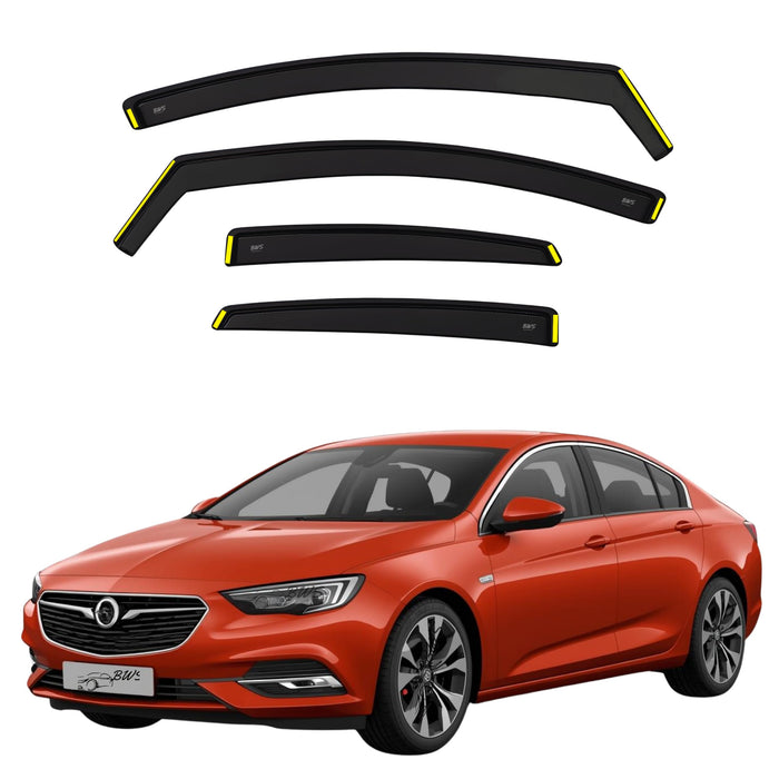 BWS Wind Deflectors for Vauxhall Insignia MK2 2017-2024 Hatchback/Saloon 4pc Set - Keep Your Car Ventilated in Rain - Reduce Wind Turbulence - In-Channel Dark Tinted Set Visors